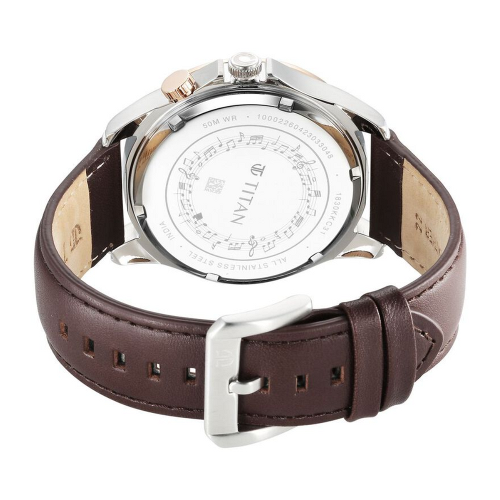 Titan Techno Beats Black Dial Analog with Day and Date Steel Strap Watch for Men 1830KL03 - KRISHNA WATCH COMPANY