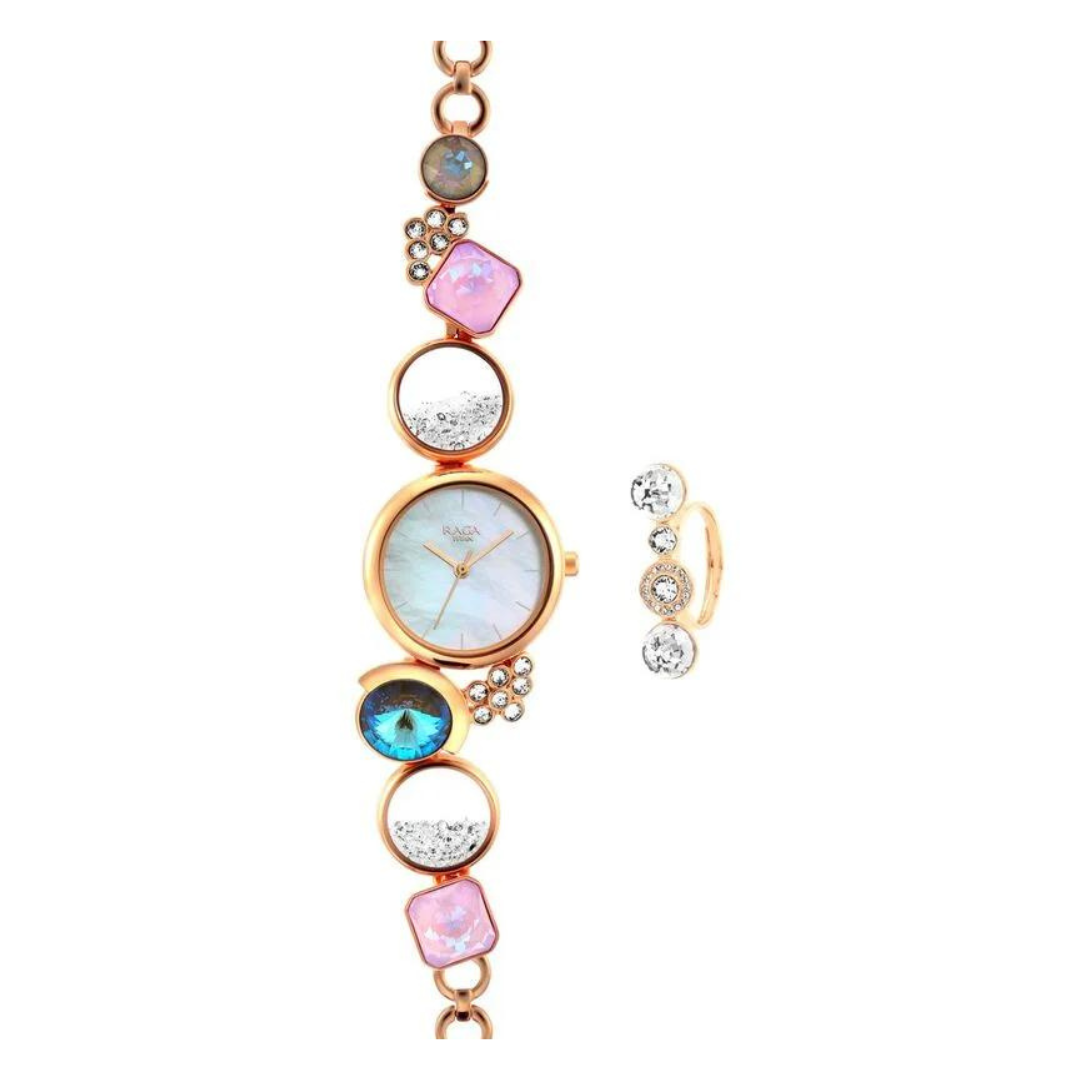 Titan Raga Moments Women Watch With Metal Strap - 95128WM01F - KRISHNA WATCH COMPANY