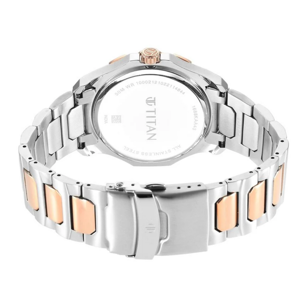 Titan Regalia Premium Blue Dial Quartz Multifunction Stainless Steel Strap watch for Men 1688KM06 - KRISHNA WATCH COMPANY