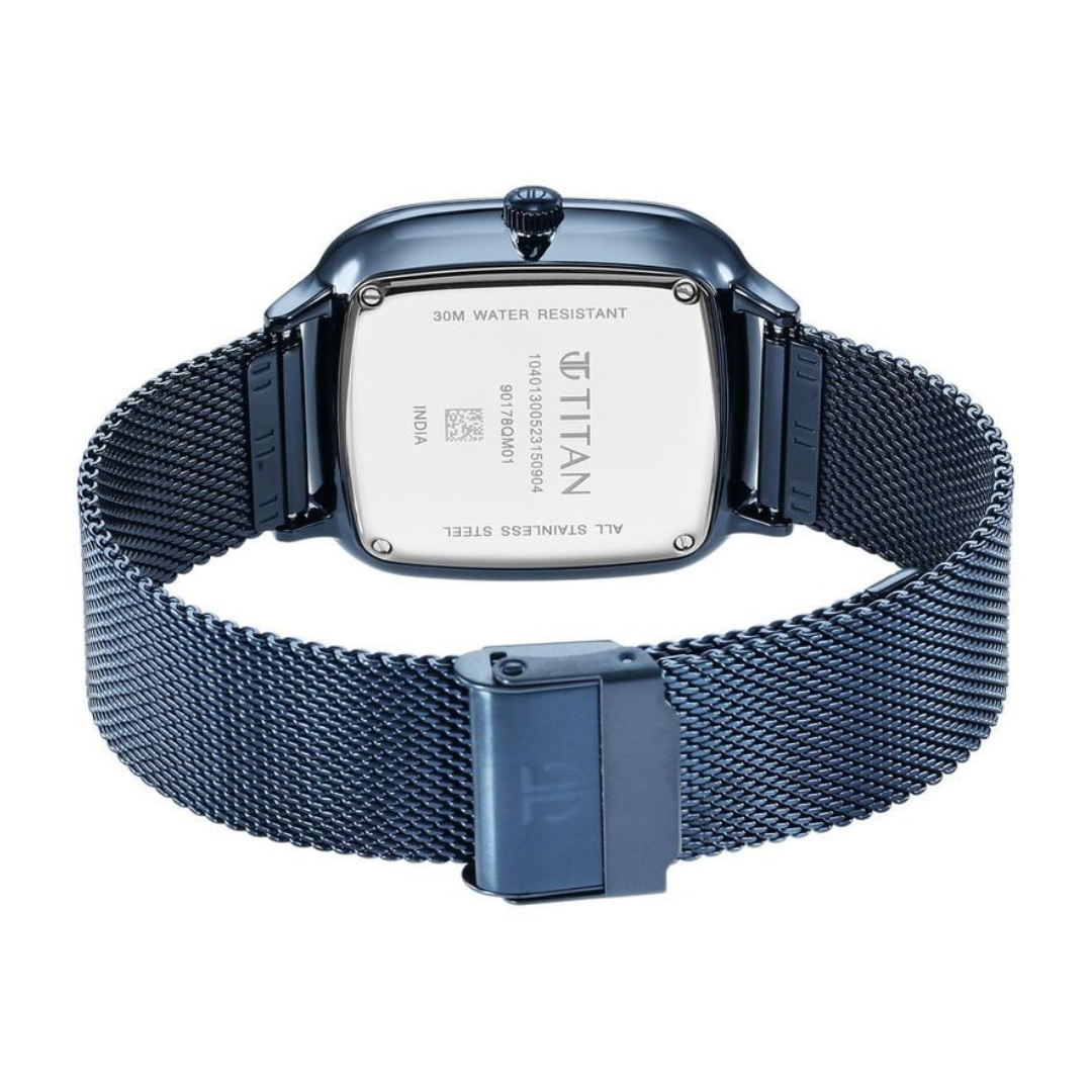 Titan Avant Garde Blue Dial Quartz Multifunction Stainless Steel Strap Watch for Men 90178QM01 - KRISHNA WATCH COMPANY