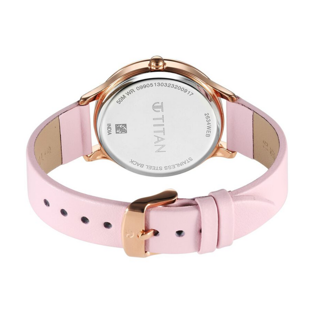 Titan Purple Glam It Up Pink Dial Analog with Date Strap Watch for Women 2634WL02 / NS2634WL02 - KRISHNA WATCH COMPANY