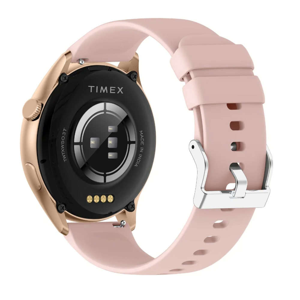 Timex FitGen 1.43" Round AMOLED Smartwatch With 466x466 Pixel Resolution|Single Sync Bluetooth Calling| Rotating Crown| Metallic Body|Always On Display|AI Voice Assist|100+ Sports Modes|200+ Watchfaces|Upto 7 Days Battery(Normal Usage) - TWTXW503T - KRISHNA WATCH COMPANY