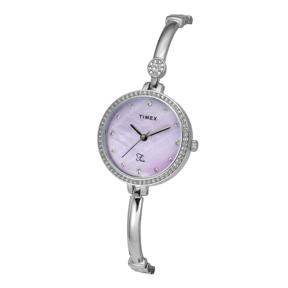 Timex Fria Women's Purple Dial Round Analog Brass Dial Watch TWEL18400 - KRISHNA WATCH COMPANY
