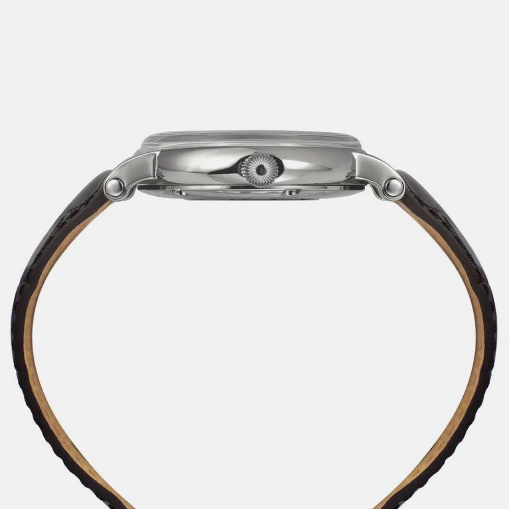 TIMEX E-Class Male Silver Analog Leather Watch TWEG16719 - KRISHNA WATCH COMPANY