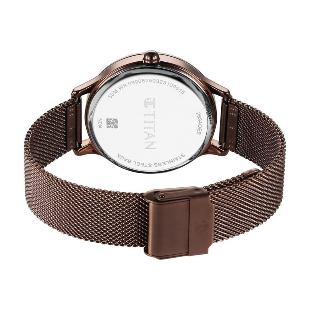 Titan Purple Glam It Up Brown Dial Analog with Date Watch for Women - 2634QM01