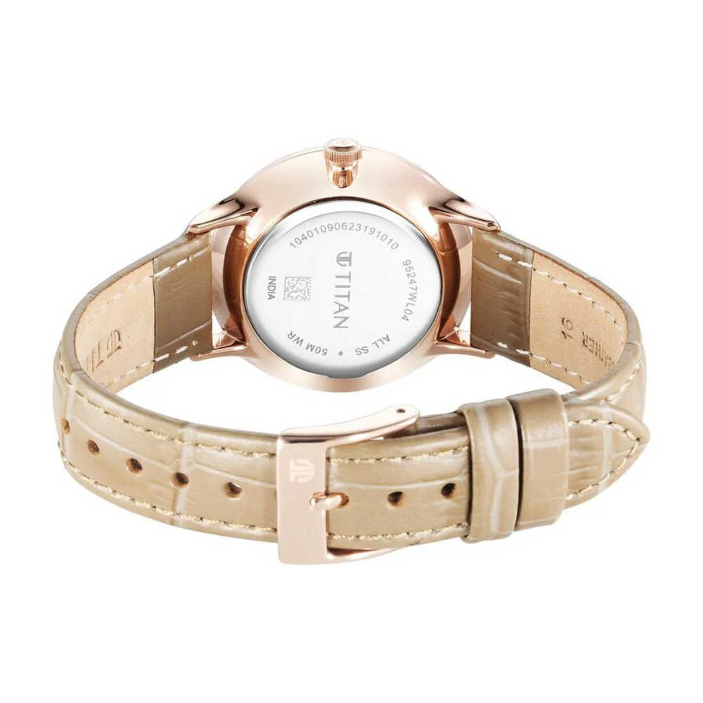 Titan Bright Leathers Silver Dial Analog Watch for Women - 95247WL04 - KRISHNA WATCH COMPANY