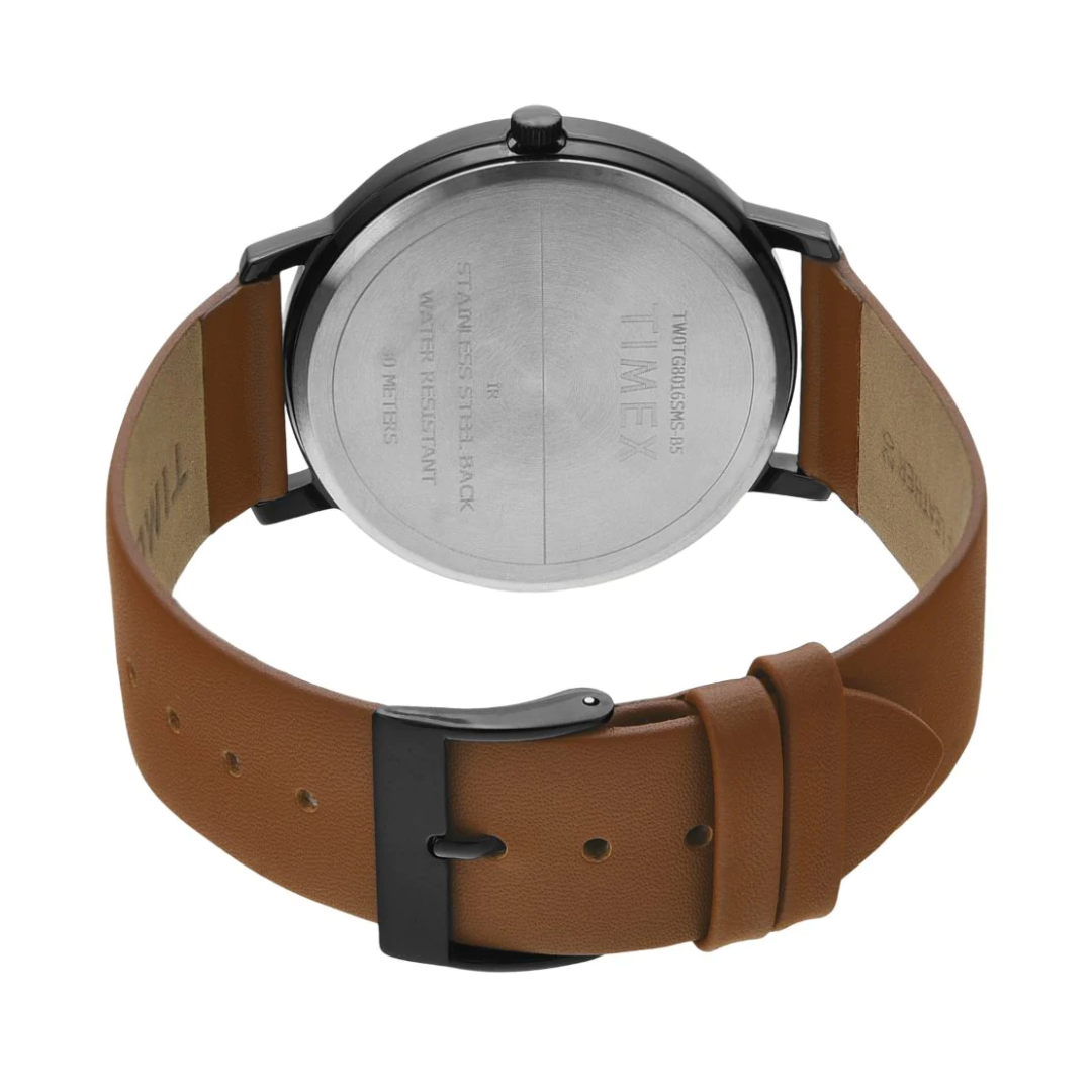 Timex Men Black Round Analog Brass Dial Watch - TW0TG8016 - KRISHNA WATCH COMPANY