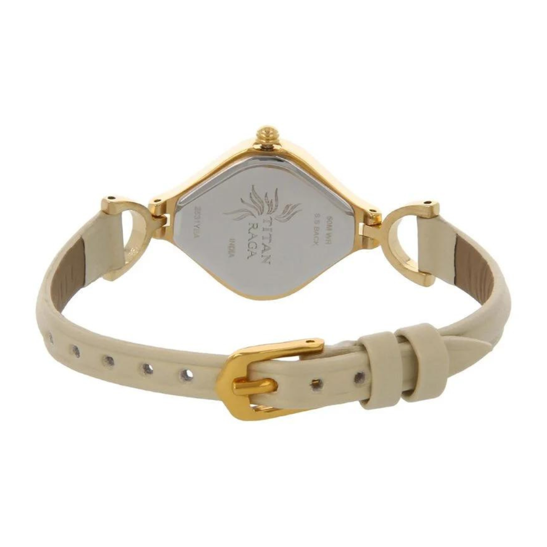 Titan Raga Champagne Dial Analog Leather Strap Watch for Women 2531YL01 - KRISHNA WATCH COMPANY