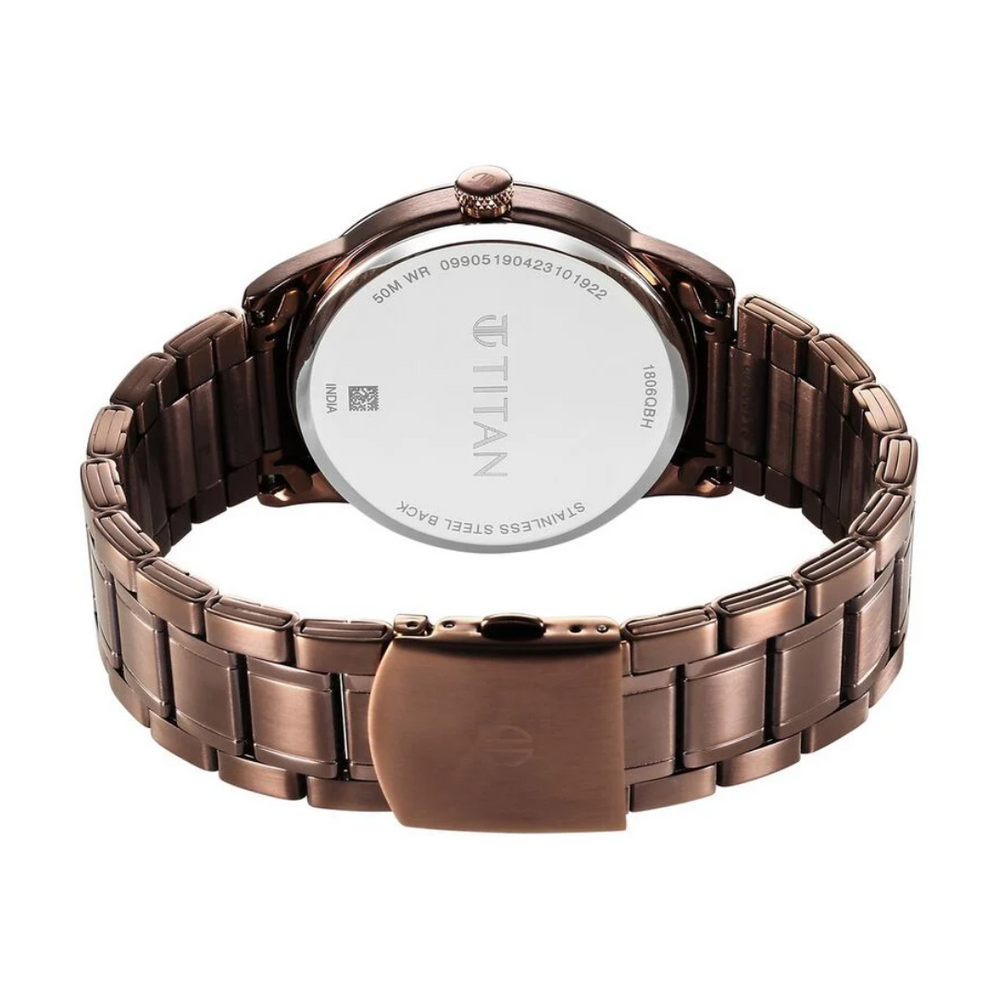 Titan Neo Splash Brown Dial Analog with Date Stainless Steel Strap Watch for Men 1806QM03 - KRISHNA WATCH COMPANY