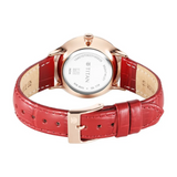 Titan Bright Leathers Silver Dial Analog with Date Red Leather Strap Watch for Women 95247WL01