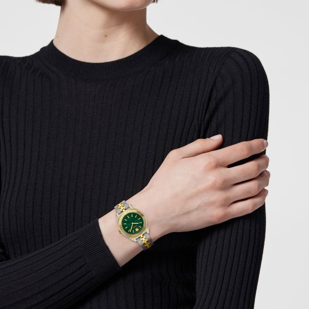 Versace Greca Time Petite Green Dial Two-Tone Stainless Steel Bracelet Watch 30mm - VE9CA0324 - KRISHNA WATCH COMPANY