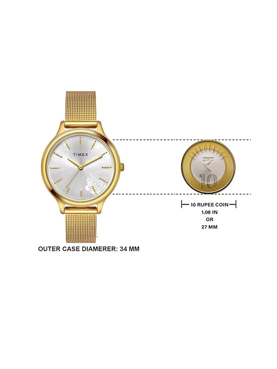TIMEX CLASSICS COLLECTION PREMIUM QUALITY WOMEN'S ANALOG SILVER DIAL COLOURED QUARTZ WATCH, ROUND DIAL WITH 34MM CASE WIDTH - TWTL12101 - KRISHNA WATCH COMPANY