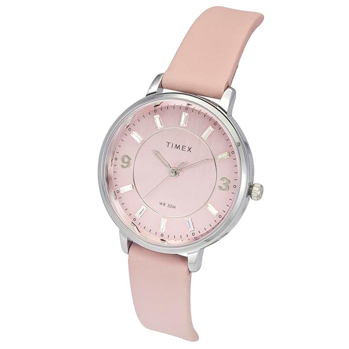 TIMEX Leather Women Pink Round Dial Analog Watch - Twel15816 - KRISHNA WATCH COMPANY