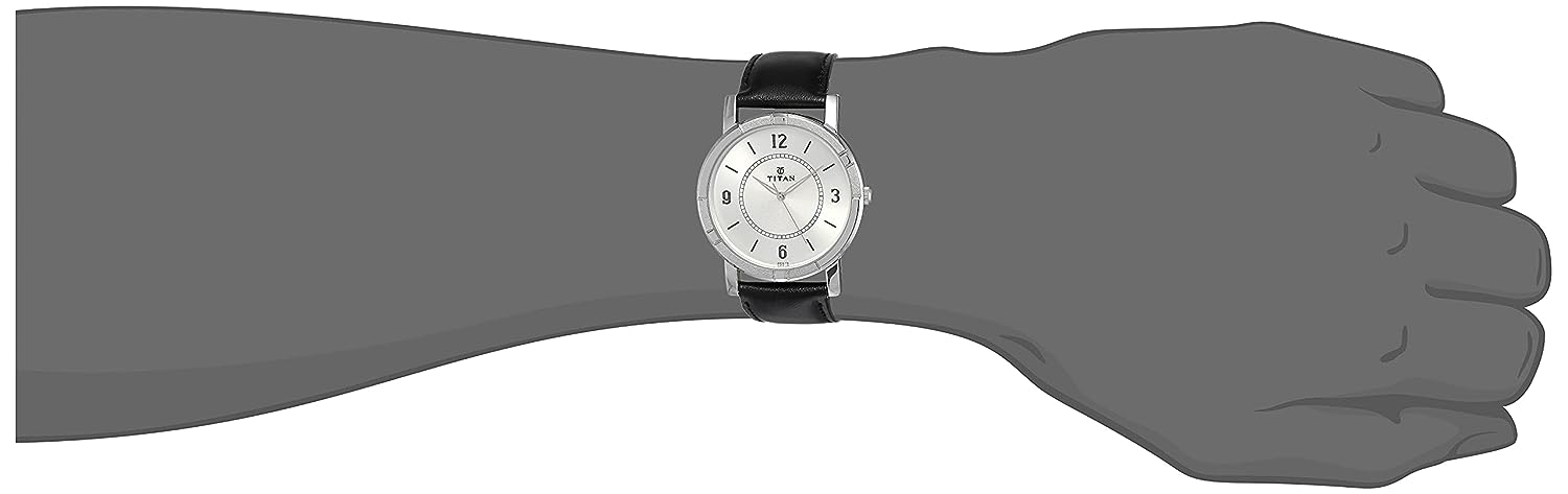 Titan Silver Dial Black Leather Strap Watch NN1639SL03 - KRISHNA WATCH COMPANY