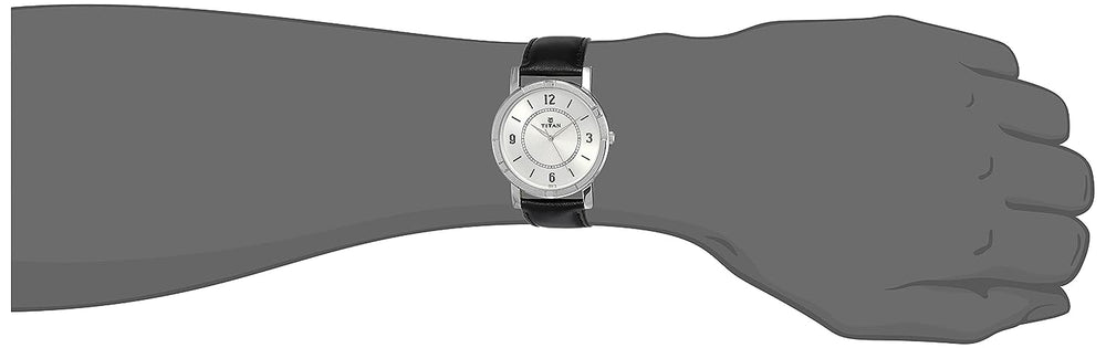 Titan Silver Dial Black Leather Strap Watch NN1639SL03 - KRISHNA WATCH COMPANY