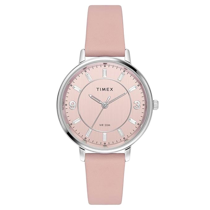 TIMEX Leather Women Pink Round Dial Analog Watch - Twel15816 - KRISHNA WATCH COMPANY