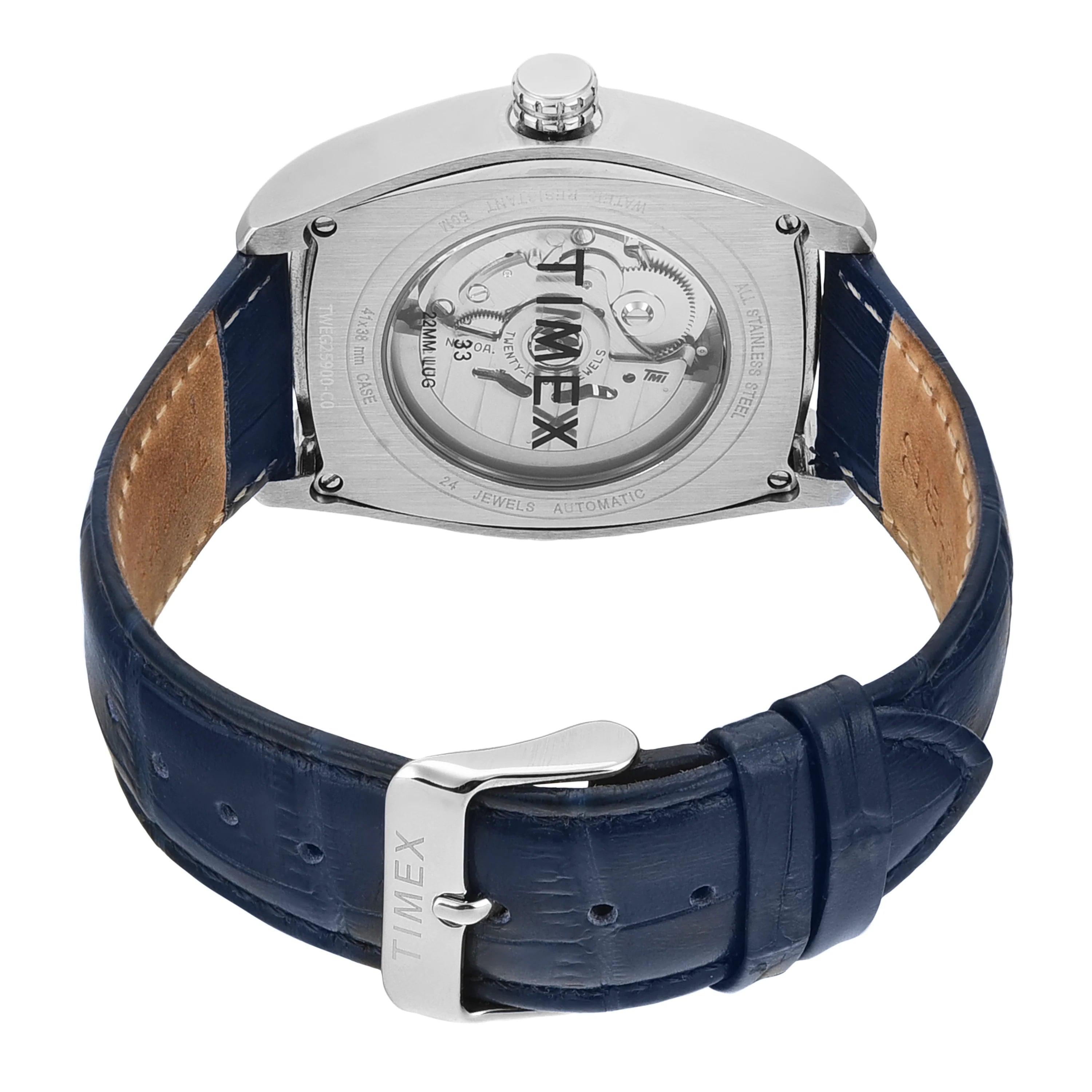 Timex Automatic Blue Tonneau Dial Croco Strap Men's Watch - TWEG25900 - KRISHNA WATCH COMPANY