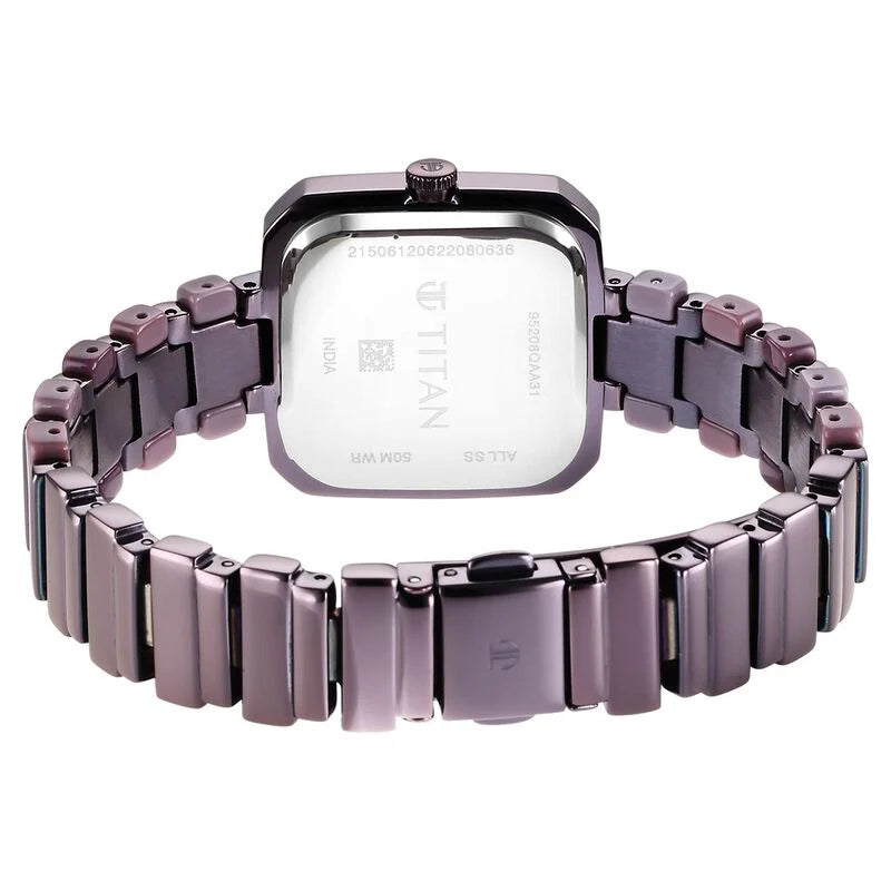 TITAN Glitz Purple Dial Metal & Plastic Strap Watch for Women 95208QD01 - KRISHNA WATCH COMPANY