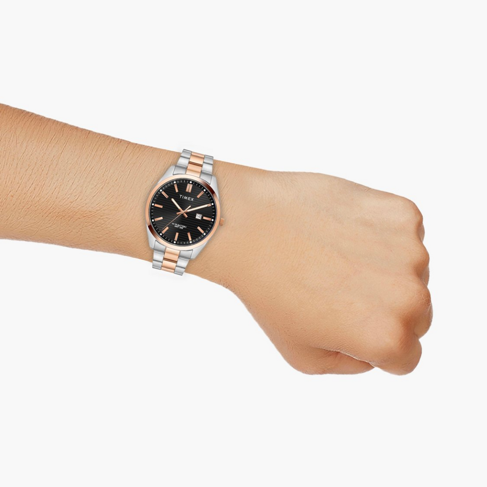 Timex E Class Male Black Analog Stainless Steel Watch TWTG10410 - KRISHNA WATCH COMPANY
