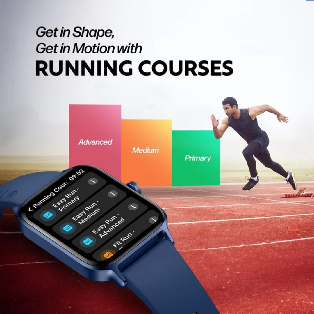 Titan Traveller with 4.52 cm AMOLED Display, BT Calling, India's First FitVerse Smartwatch with Blue Leather Strap 90166AP02 - KRISHNA WATCH COMPANY