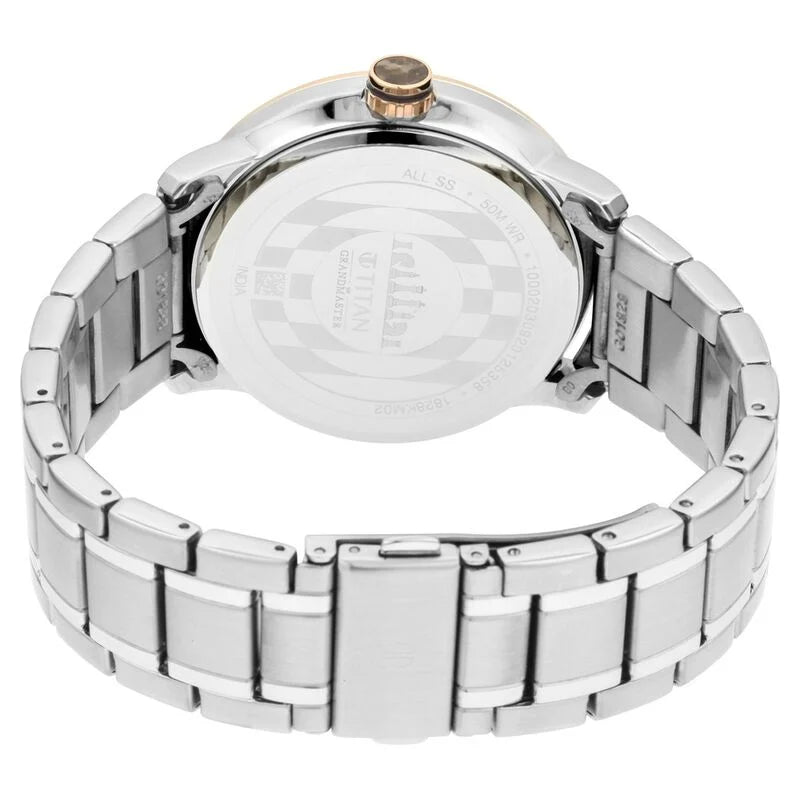 Titan Grandmaster Brown Dial Analog Stainless Steel Strap Watch for Men / 1828KM02 - KRISHNA WATCH COMPANY