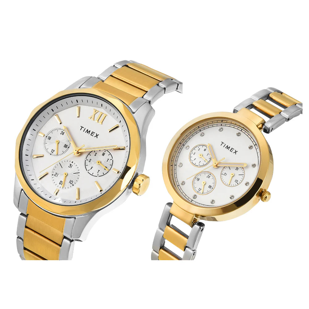 Timex Pairs White Round Multifunction Dial Watch- TW00PR312 - KRISHNA WATCH COMPANY