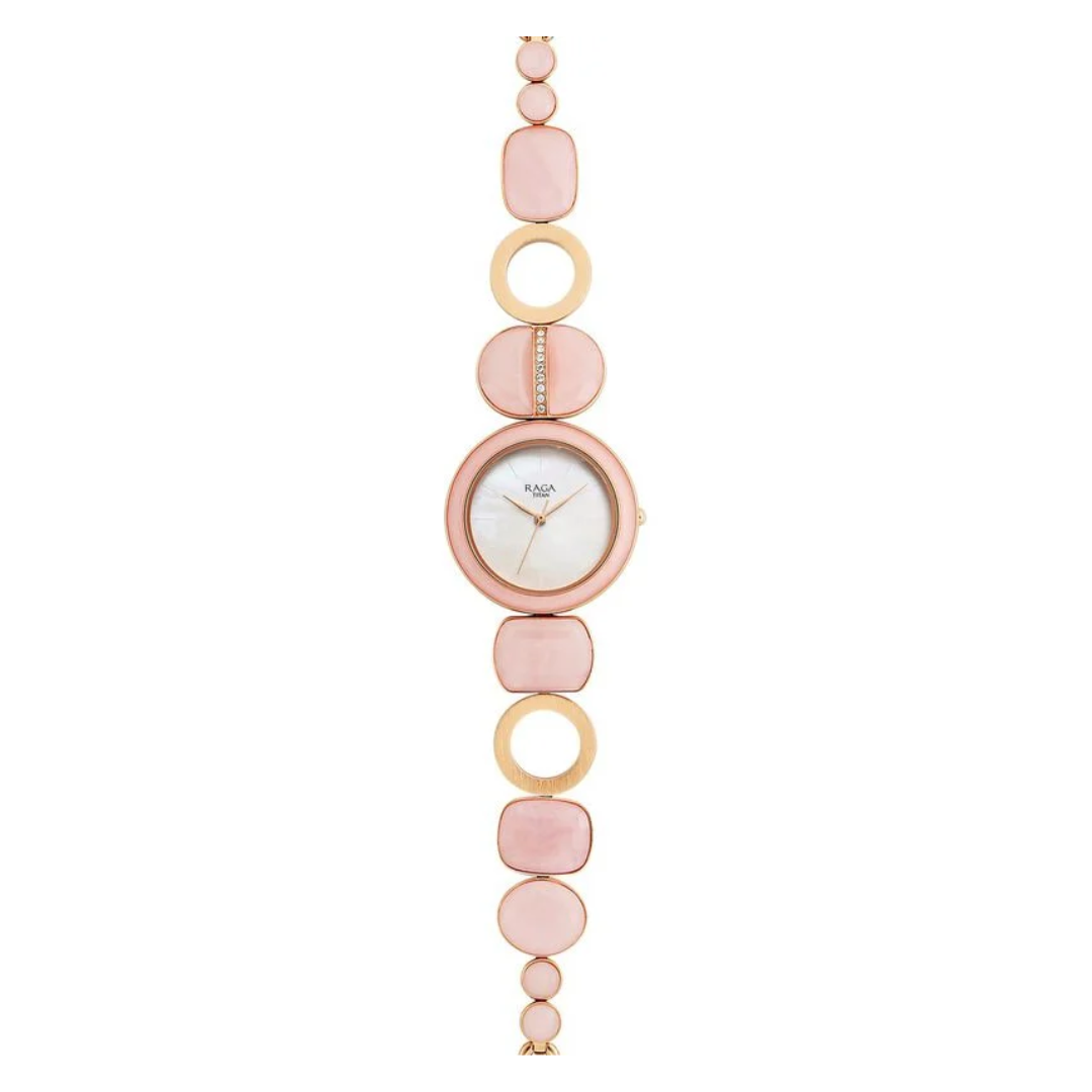 Titan Raga New You Quartz Analog Mother Of Pearl Dial Metal Strap Watch for Women 95195WM01 / NS95195WM01 - KRISHNA WATCH COMPANY
