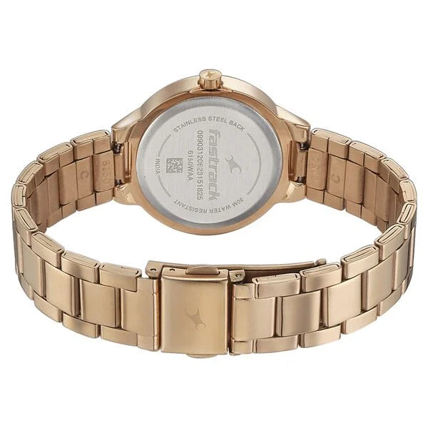 Fastrack Pulse Quartz Analog Pink Dial Stainless Steel Strap Watch for Girls 6150wm01