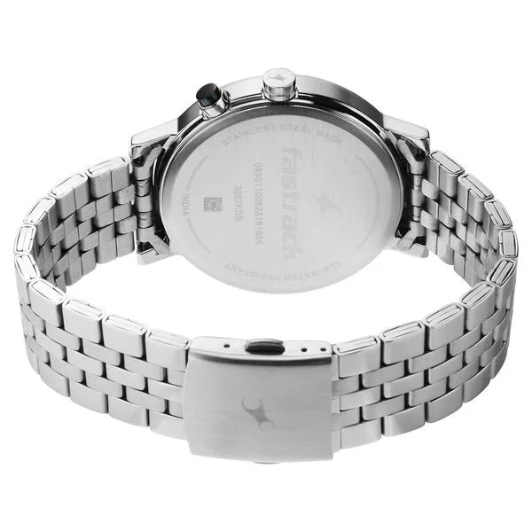 Fastrack Tick Tock Quartz Analog Blue dial Metal Strap Watch for Guys 3287km05 - KRISHNA WATCH COMPANY
