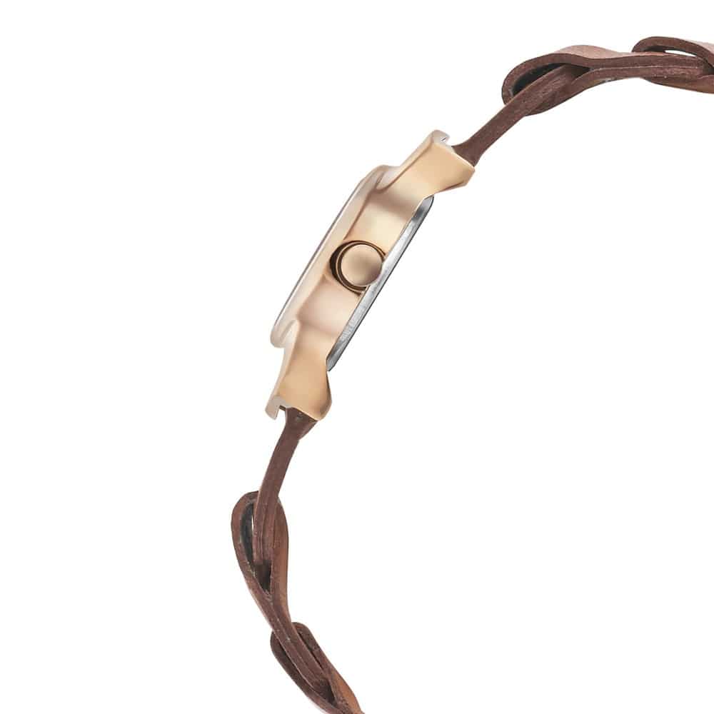 ROSE GOLD DIAL LEATHER STRAP WATCH 6004WL01 - KRISHNA WATCH COMPANY