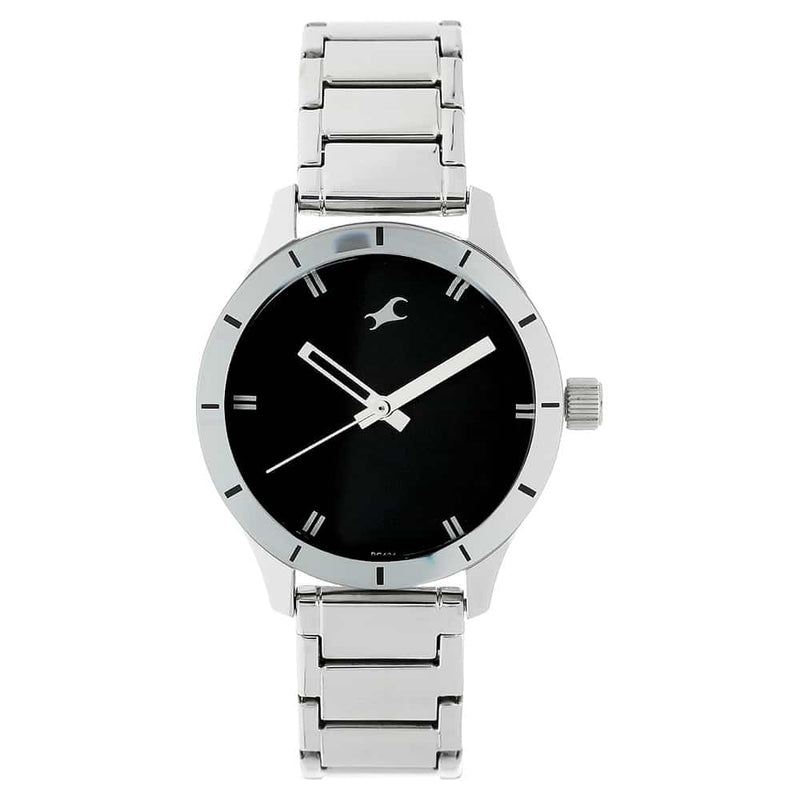 BLACK DIAL SILVER STAINLESS STEEL STRAP WATCH 6078SM06
