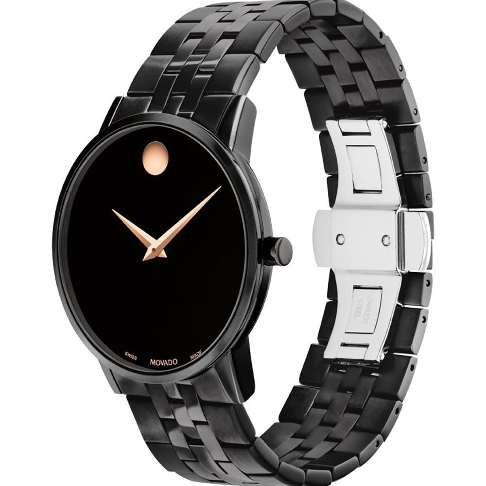 Movado Men Quartz Black Dial Analog Stainless Steel Watch 607963 - KRISHNA WATCH COMPANY