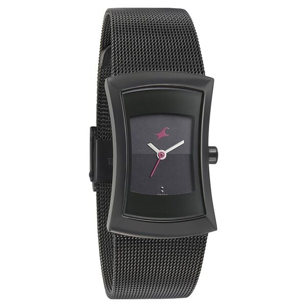 Fastrack Pulse Quartz Analog Black Dial Stainless Steel Strap Watch for Girls 6093nm01 - KRISHNA WATCH COMPANY