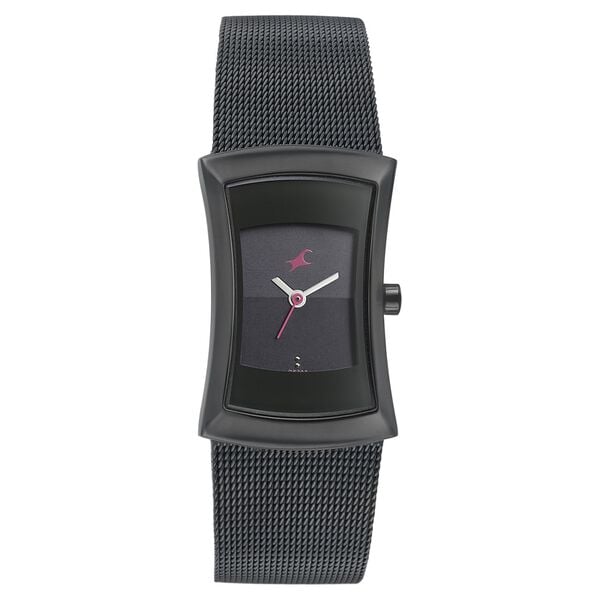 Fastrack Pulse Quartz Analog Black Dial Stainless Steel Strap Watch for Girls 6093nm01 - KRISHNA WATCH COMPANY