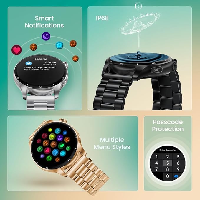 Fastrack Dezire FX1 PRO Fashion Smartwatch with 1.43" AMOLED Display with 466 * 466 Pixel Resolution|SingleSync BT Calling|AI Voice Assistant|100+ Sports Modes 38142SM01 - KRISHNA WATCH COMPANY