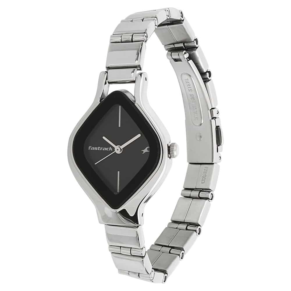 FASTRACK BLACK DIAL SILVER STAINLESS STEEL STRAP WATCH - 6109SM02 - KRISHNA WATCH COMPANY