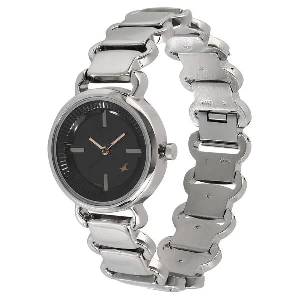 Fastrack Quartz Analog Black Dial Metal Strap Watch for Girls 6117SM01 - KRISHNA WATCH COMPANY