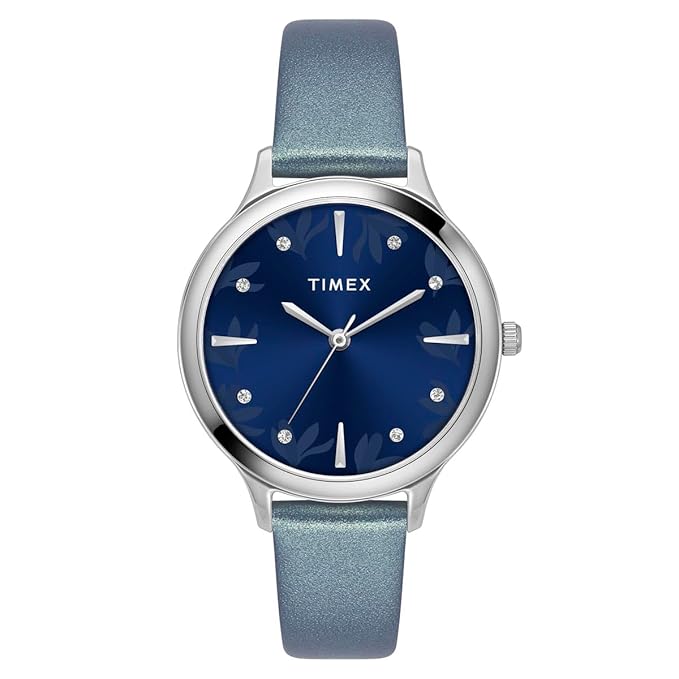 TIMEX Leather Women Blue Round Dial Analog Watch - TWTL12108 - KRISHNA WATCH COMPANY