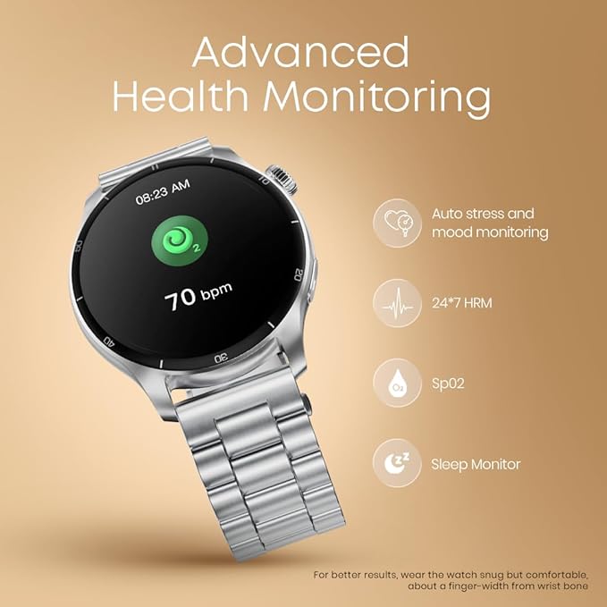 Fastrack Dezire FX1 PRO Fashion Smartwatch with 1.43" AMOLED Display with 466 * 466 Pixel Resolution|SingleSync BT Calling|AI Voice Assistant|100+ Sports Modes 38142SM01 - KRISHNA WATCH COMPANY