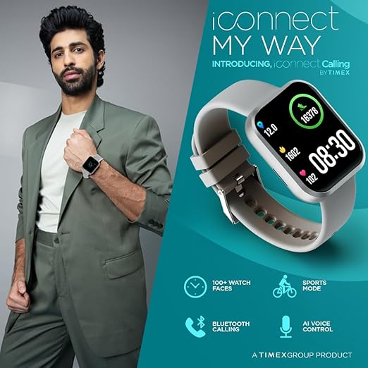 TIMEX iConnect Calling Smartwatch|1.83" TFT Display with 240x284 Pixel Resolution|Single Sync Bluetooth Calling|AI Voice Assist|100+ Sports Modes|200+ TWIXW204 - KRISHNA WATCH COMPANY