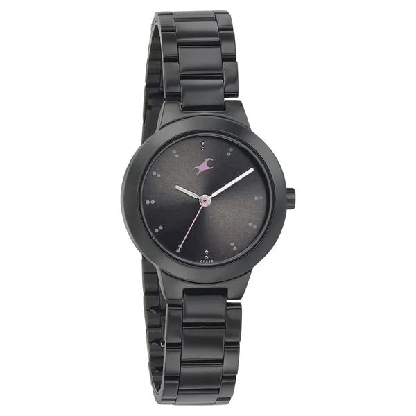 Fastrack Pulse Quartz Analog Black Dial Stainless Steel Strap Watch for Girls 6150nm01 - KRISHNA WATCH COMPANY