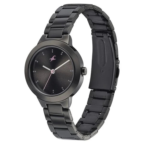 Fastrack Pulse Quartz Analog Black Dial Stainless Steel Strap Watch for Girls 6150nm01 - KRISHNA WATCH COMPANY