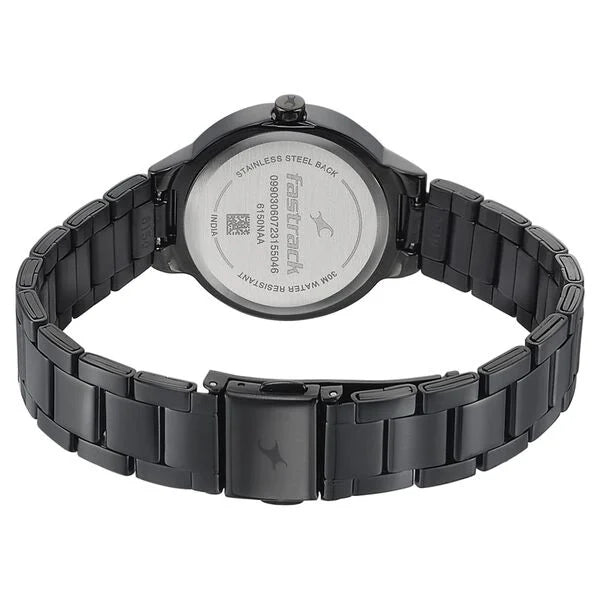 Fastrack Pulse Quartz Analog Black Dial Stainless Steel Strap Watch for Girls 6150nm01 - KRISHNA WATCH COMPANY