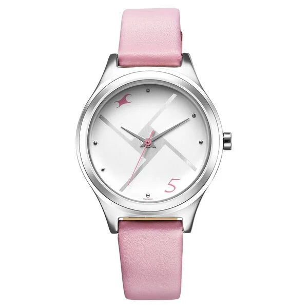 Fastrack Stunners Silver Dial Leather Strap Watch for Girls 6152sl08 - KRISHNA WATCH COMPANY