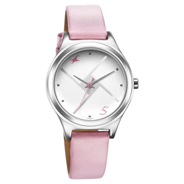 Fastrack Stunners Silver Dial Leather Strap Watch for Girls 6152sl08 - KRISHNA WATCH COMPANY
