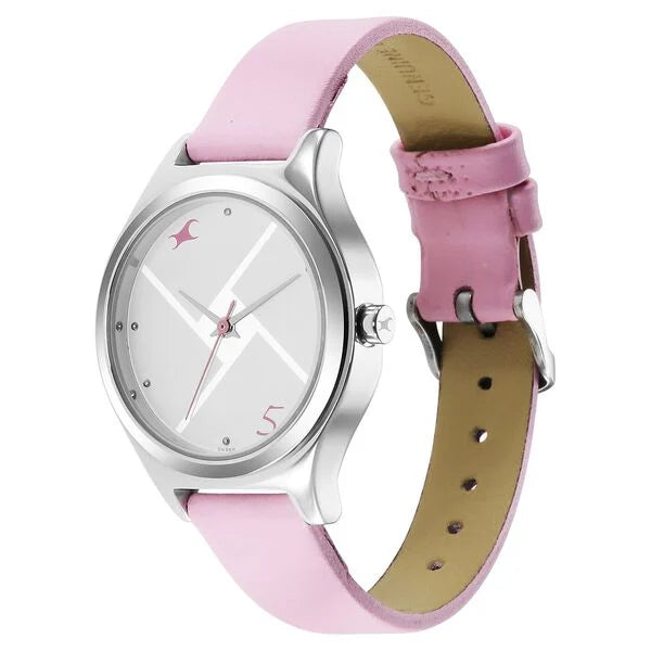 Fastrack Stunners Silver Dial Leather Strap Watch for Girls 6152sl08 - KRISHNA WATCH COMPANY