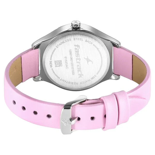 Fastrack Stunners Silver Dial Leather Strap Watch for Girls 6152sl08 - KRISHNA WATCH COMPANY
