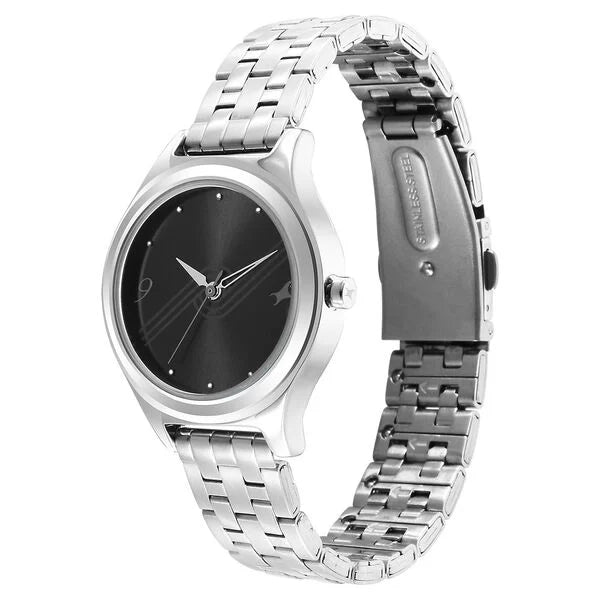 Fastrack Stunners Black Dial Metal Strap Watch for Girls 6152SM06 - KRISHNA WATCH COMPANY