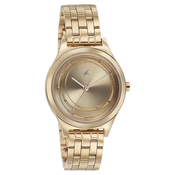 Fastrack Style Up Golden Dial Stainless Steel Strap Watch for Girls ns6152wm01 / 6152wm01 - KRISHNA WATCH COMPANY