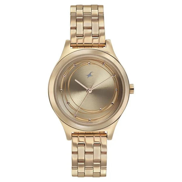 Fastrack Style Up Golden Dial Stainless Steel Strap Watch for Girls ns6152wm01 / 6152wm01 - KRISHNA WATCH COMPANY